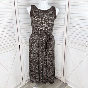 Perceptions Polka Dot‎ Panel A Line Midi Dress Sleeveless Brown White 12